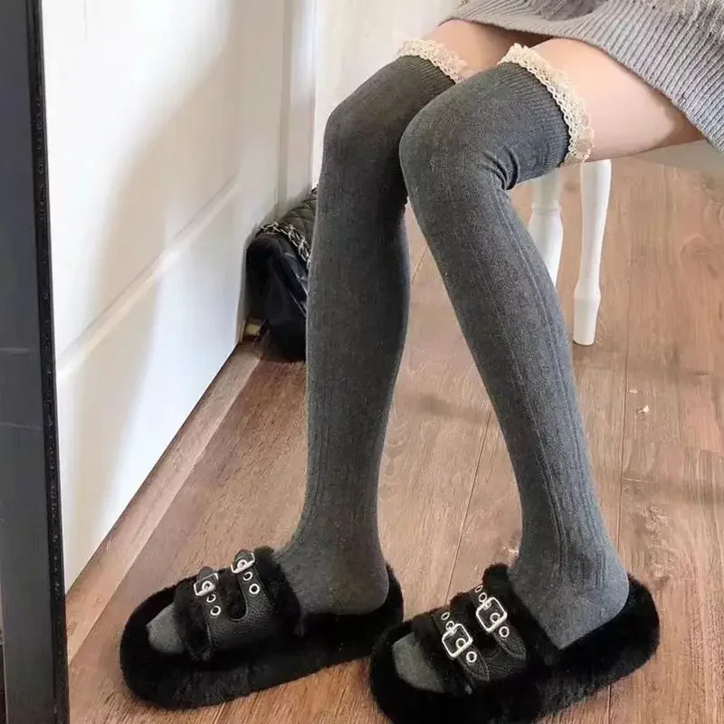 Description Picture 2 of itemSexy Lace Up Long Knee Socks Women Over Knee Thigh High Stockings Fashion Casual Ladies Girls Warm Knitting Tall Tube Tights