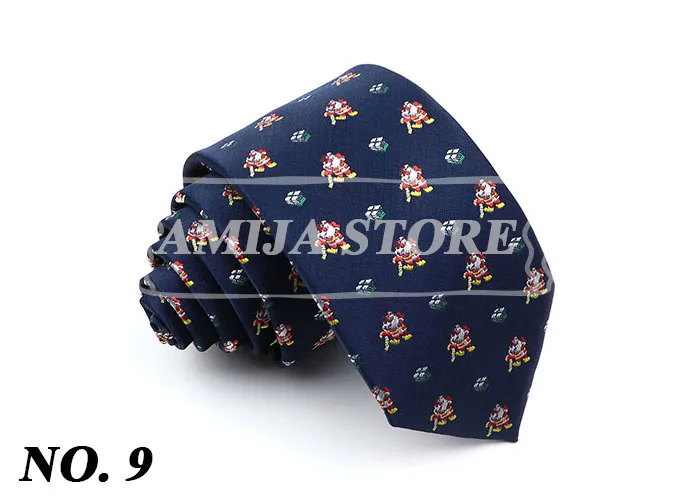 Christmas Ties For Men Red Green Blue Printed Festival Theme Party Gift Xmas Tree Santa Snowflake Slim Necktie For Man Accessori