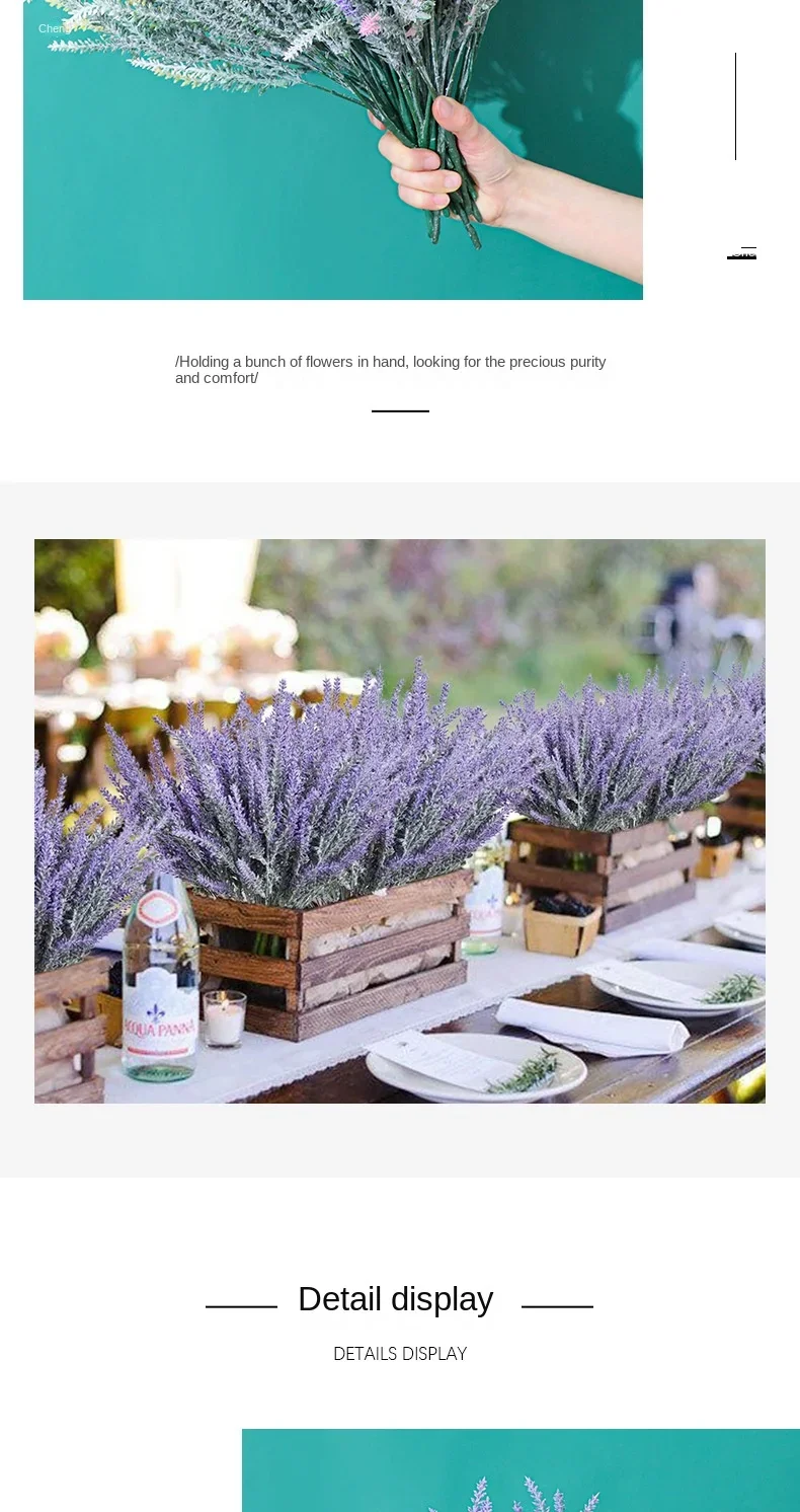 1 Bündel lila künstlicher Lavendelblumenstrauß künstliche Pflanze für Zuhause, Outdoor, Garten, Hochzeit, Büro, Tischdekoration – Detail 5