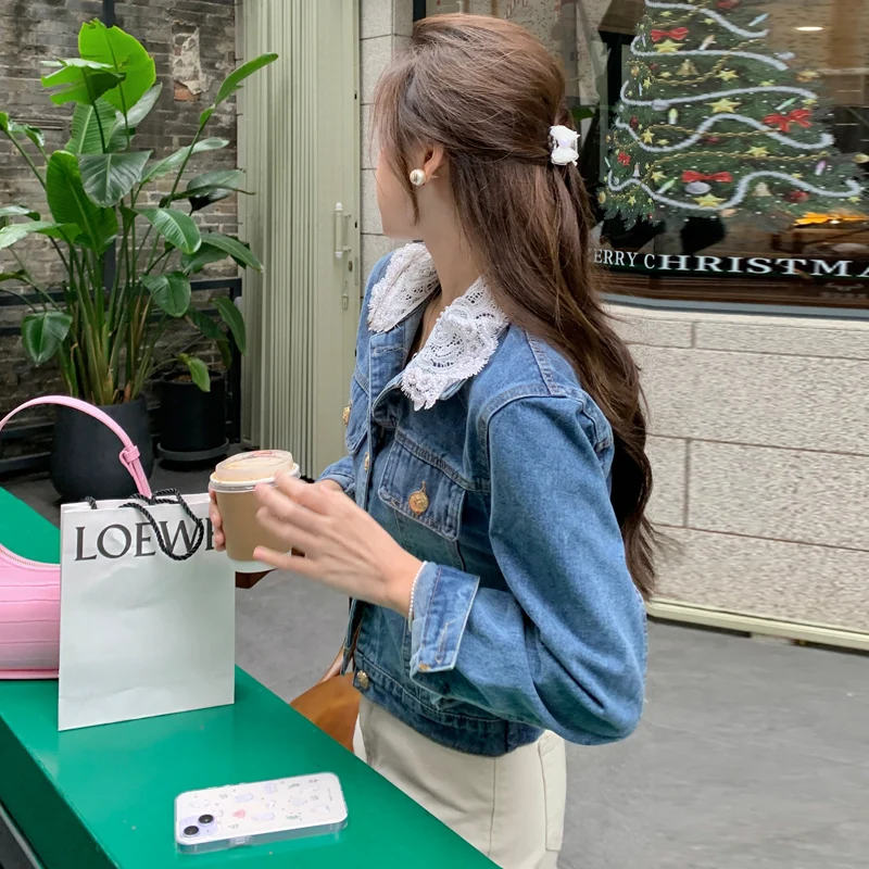 

Новинка Весна 2023, модные женские джинсовые куртки в нишевом стиле, дизайнерский укороченный топ, женская одежда, бесплатная доставка