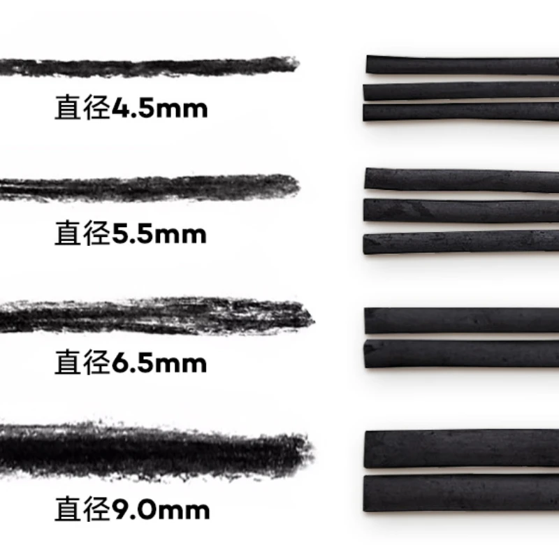 10pcs Iron Box Sketching Solid Core Charcoal Strip Art Student Sketching Soft Medium Hard Willow Wood Charcoal Pencils