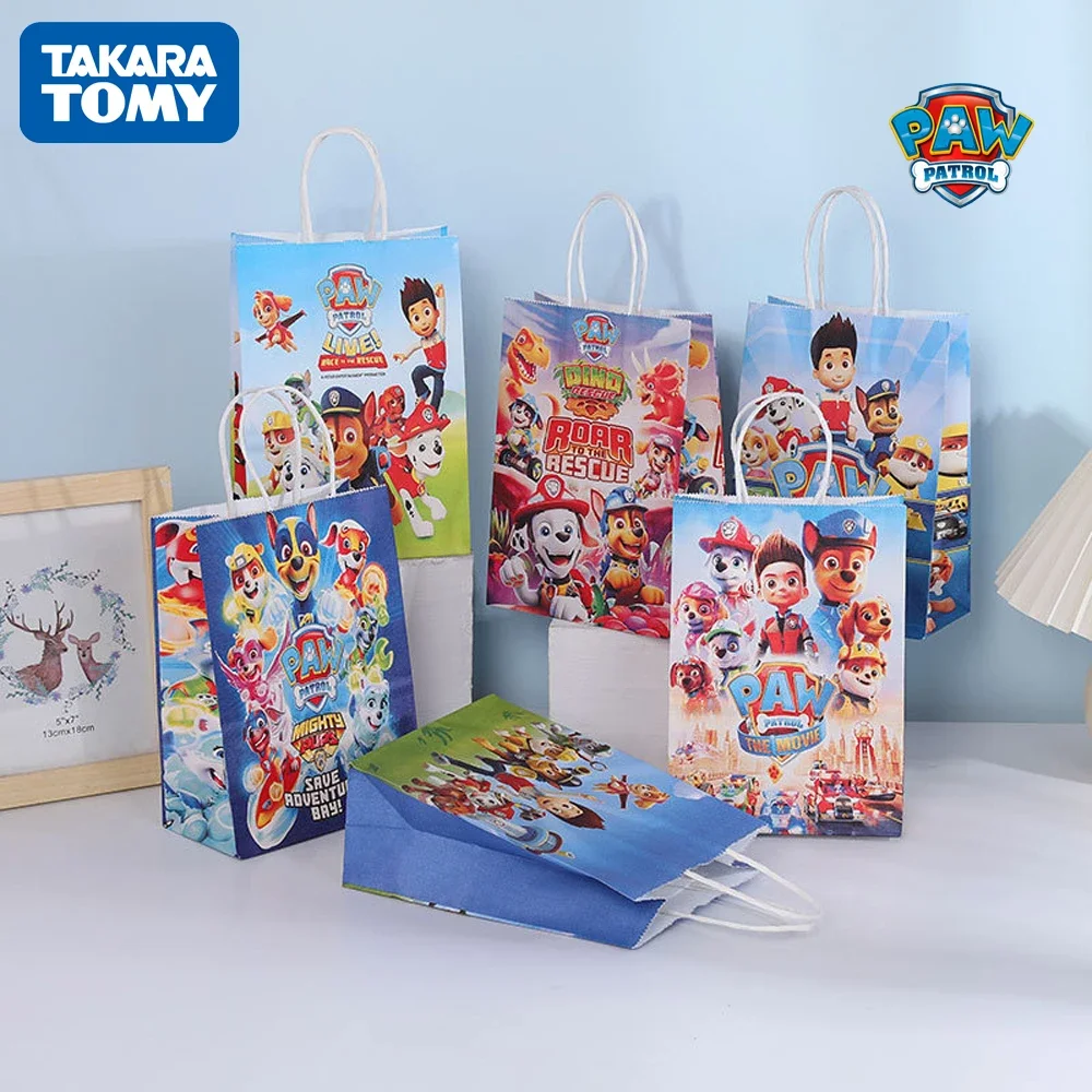 Paw Patrol Candy Paper Bags Anime Paper Gift Bag Produzione Di Carta Kraft Cartoon Handbag Kids Birthday Gift Wrapping Pouch