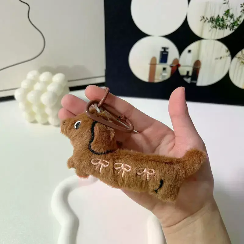 Cartoon Animal Dog Dachshund Plush Keychain Puppy Stuffed Keyring Cute Key Holder Pendant Bag Hanging Decoration Gift