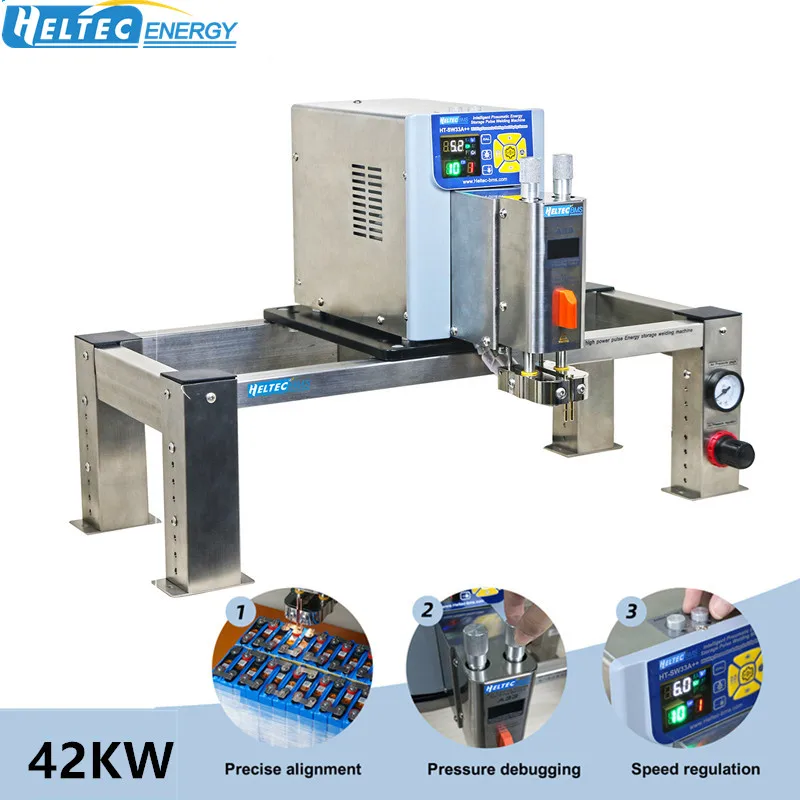 HeltecBMS Penematic press down 42KW 7000A Lithium Battery Spot Welding Machine High Power Spot Welder with Air Compressor