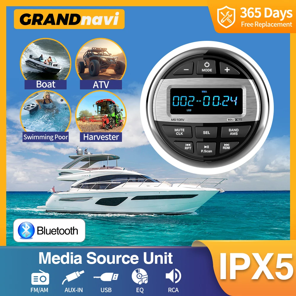 Bluetooth Marine Stereo Boat Radio Waterproof FM AM Digital Media Audio Player For Yacht Gauge ATV UTV Cart Motorcycle boat radio player