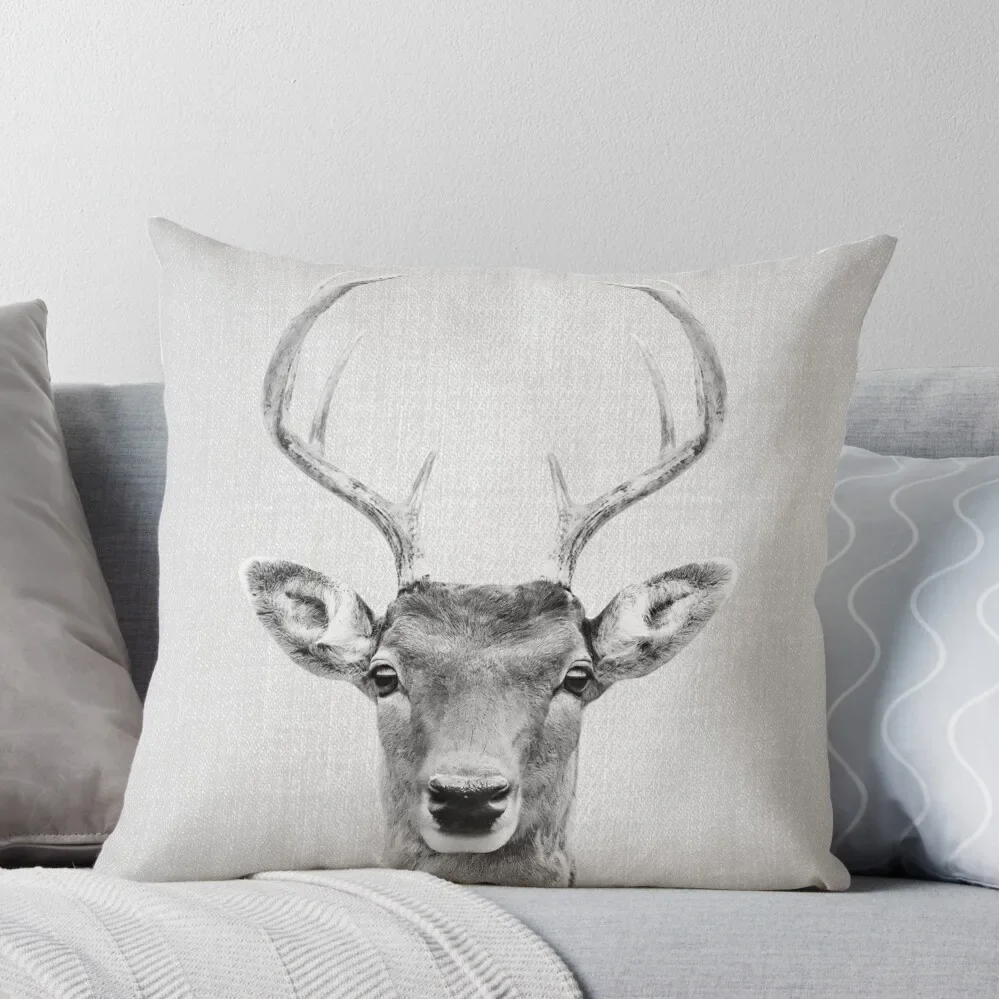 

Deer 2 - Black & White Throw Pillow ornamental pillows for living room christmas pillow case autumn pillowcase