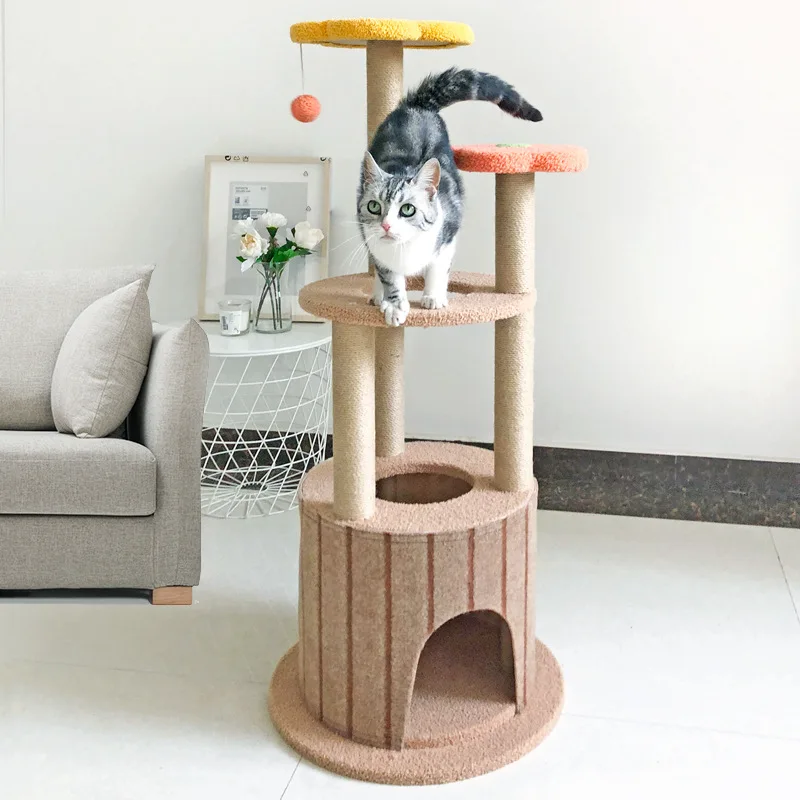 

Cat House Tower Cat Tree With Hammock Toy Bed Basket Big Condo Pillar Tunnel Home Ramp Nest Swing Wooden Ball Supplies Pet