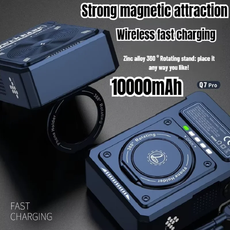 10000mAh 자석 무선 파워뱅크 내장형 AC 플러그, 벽걸이형 휴대용 고속 충전 스테이션