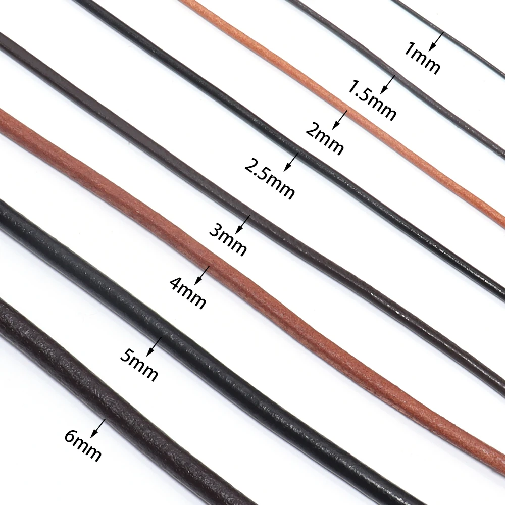 2-5 야드/로트 1-6mm 암소 가죽 라운드 끈 코드 DIY 팔찌 결과 보석 만들기 액세서리에 대한 로프 문자열