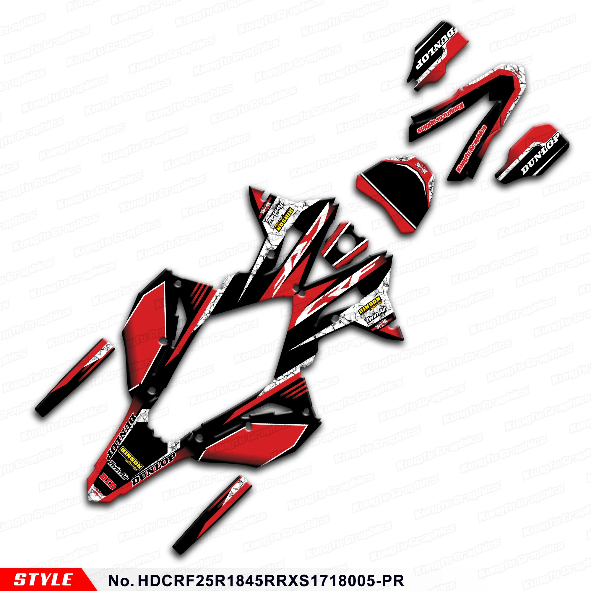 

Виниловые наклейки для мотоциклов Honda CRF250R CRF450R 2017 2018 2019 2020, HDCRF25R1845RRXS1718005-PR