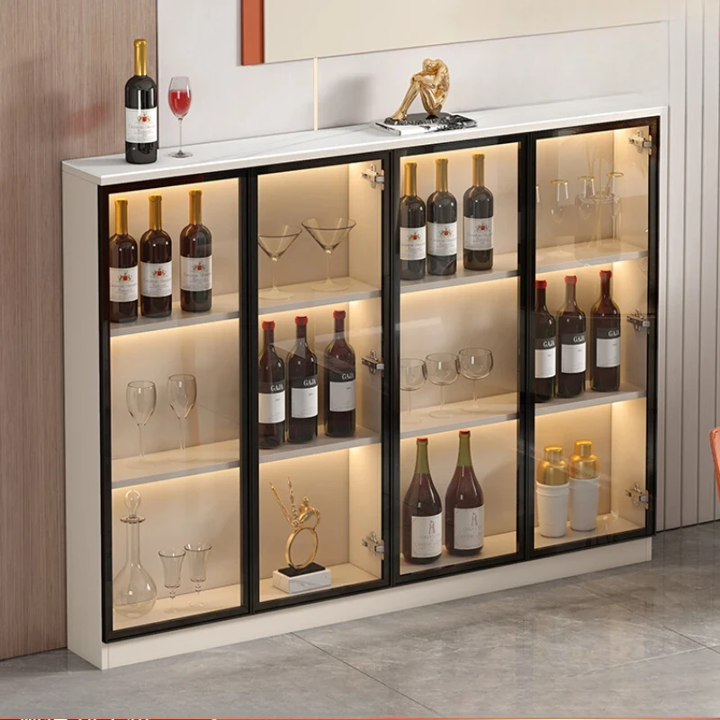 Modern minimalist wine cabinet living room against the wall glass door thin slate display storage wine cabinet