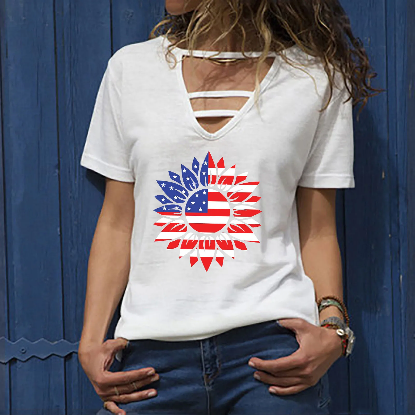 

Womens Print T Shirts V Neck Summer Short Sleeve Tops Tees Womens Long Sleeved Tees Swim Tee