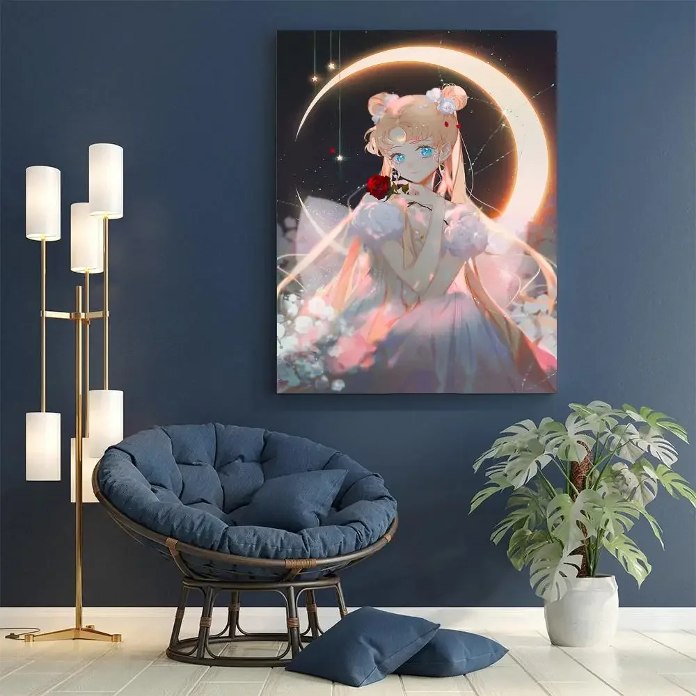 S-Sailor-M-Moon-Girl 포스터 클래식 애니메이션 포스터, 멋진 벽 스티커, 거실 바 장식 아트 벽 스티커