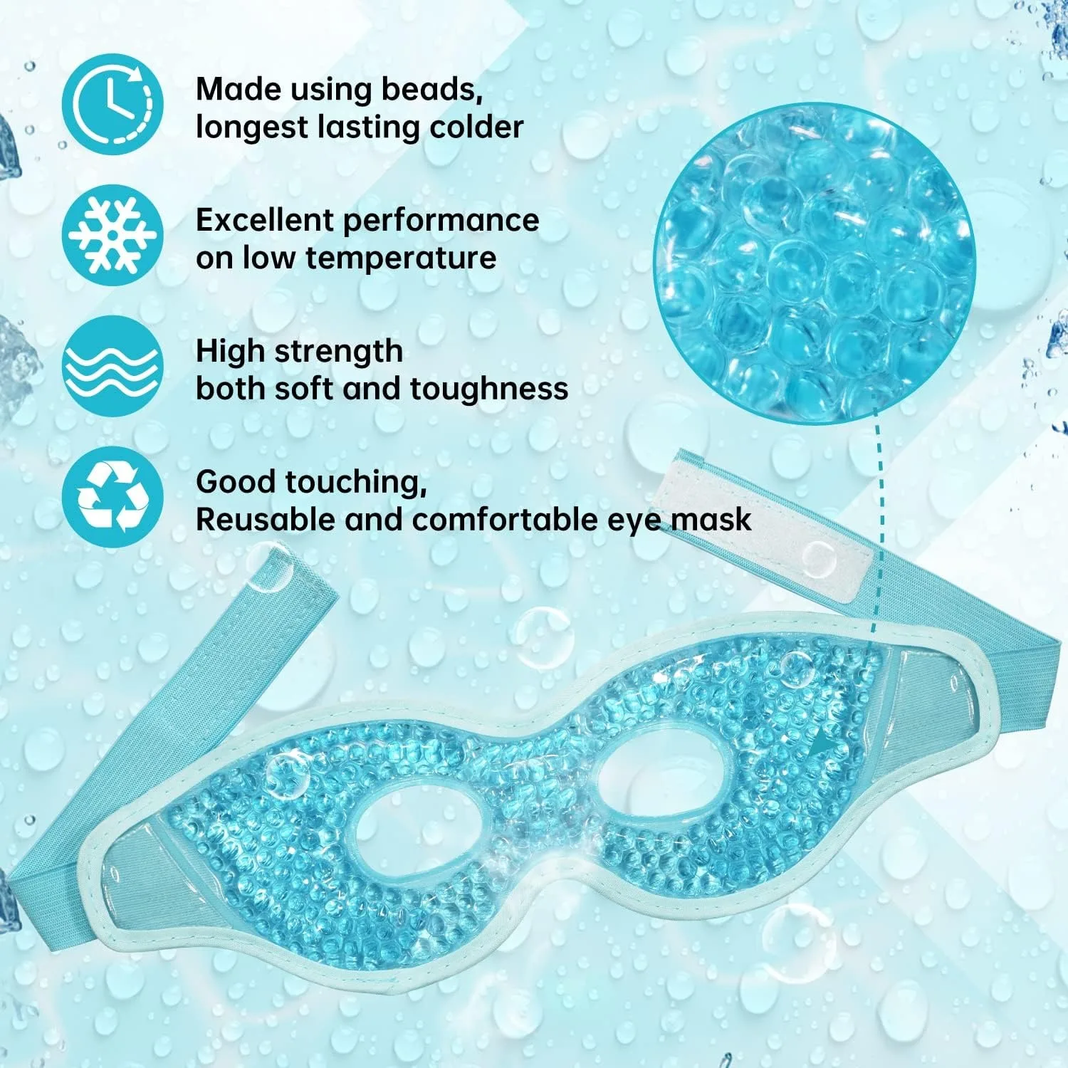 Ice Eye Mask Reusable Ice Pack for Eyes,Hot Cold Compress Gel Bead Cooling Eye Mask with Eye Hole,Perfect Gift For Birthday/Chri 6