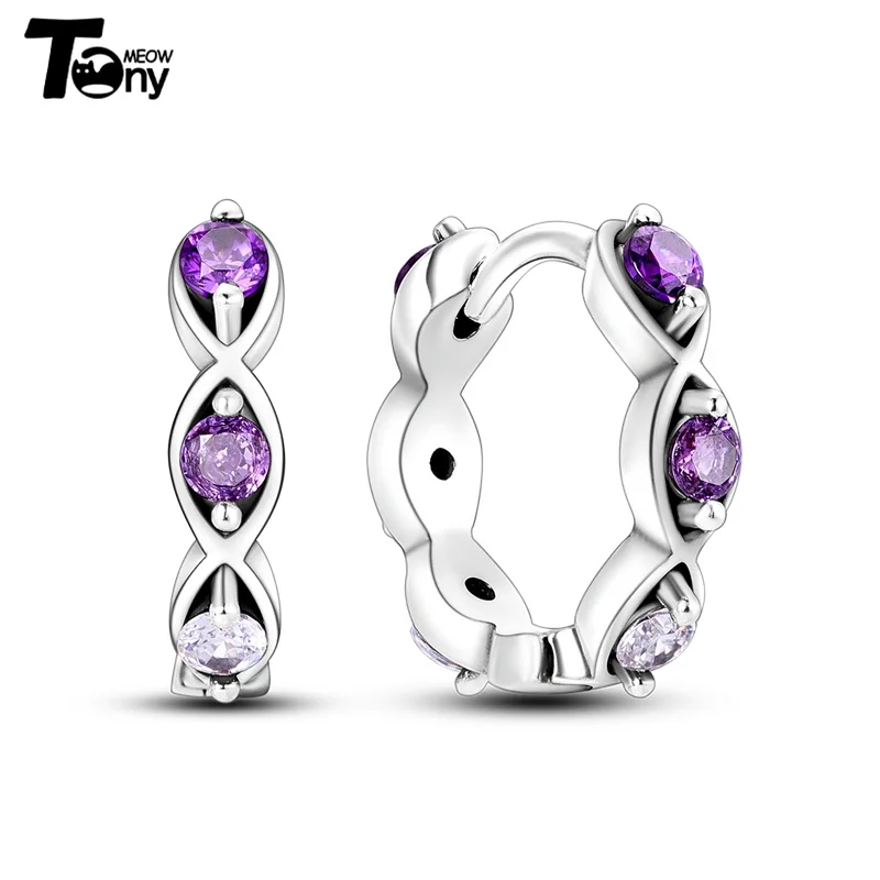 925 Sterling Silver Hoop Earrings For Women Star Moon Paint Feather Musical Note Colorful Zircon Fashion Earrings Women Gift