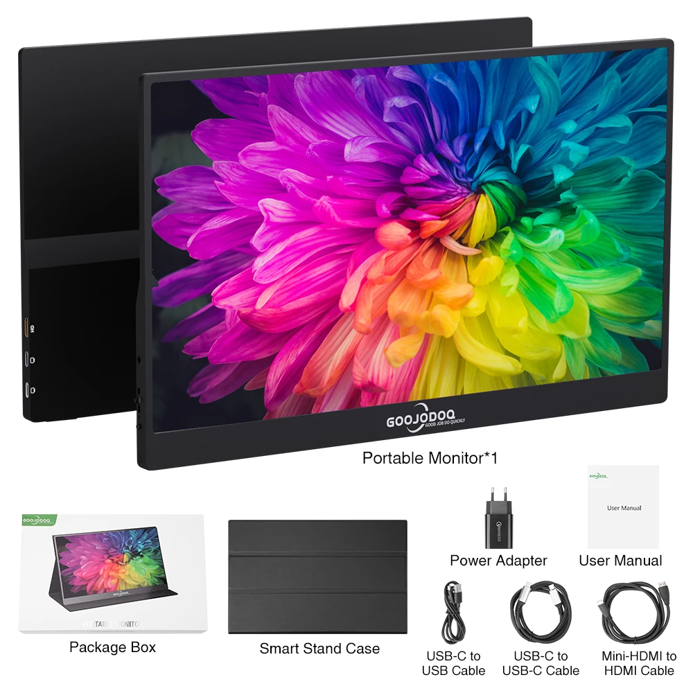 GOOJODOQ GJ20 ポータブルモニター 15.6 インチ IPS HDR