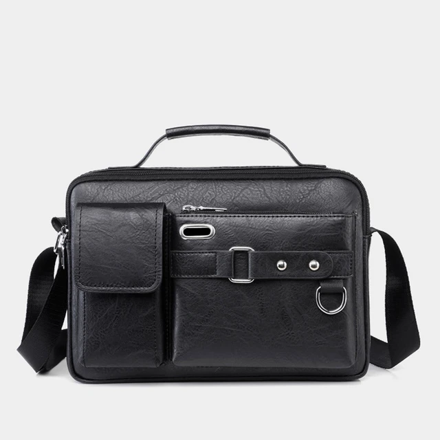 Bolso de hombro de cuero PU para hombre, bandolera de negocios a la moda, Bolso Negro, maletines para ordenador portátil, bolso con el hombro, novedad de 2022 - AliExpress