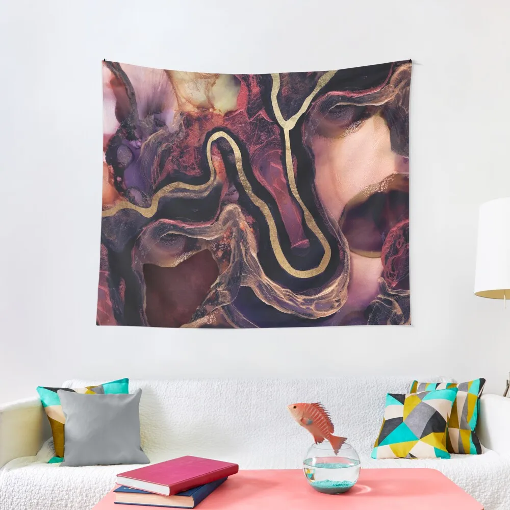 

Golden River Abstract Tapestry Carpet On The Wall Wall Coverings Tapestry