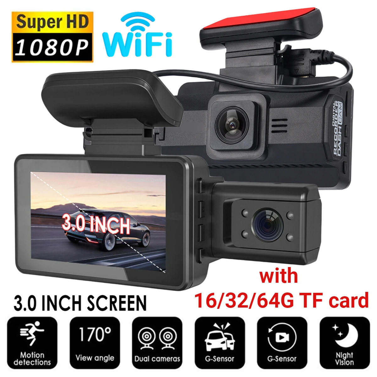 Car DVR WiFi Dash Cam Front And Rear Camera 1296P HD Video Recorder Vehicle  Registrator Dashcam Camcorder Black Box Night Vision - AliExpress