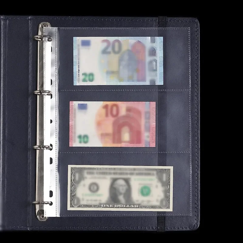 5/10/20 pcs Geld Banknote Papier Geld Album Seite Sammeln Halter Hüllen 3-Slot Lose blatt Blatt Album Schutz