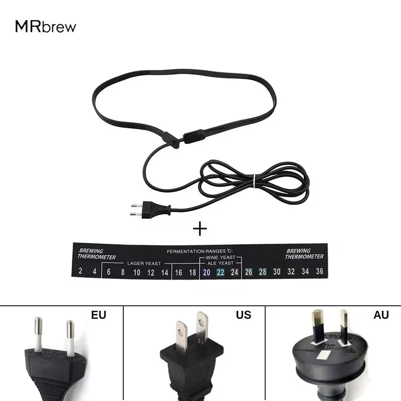 Beer Brewing Heating Belt with Digital Adhesive Stick Thermometer for Plastic Fermenter Bucket 220V/110V EU/US Plug