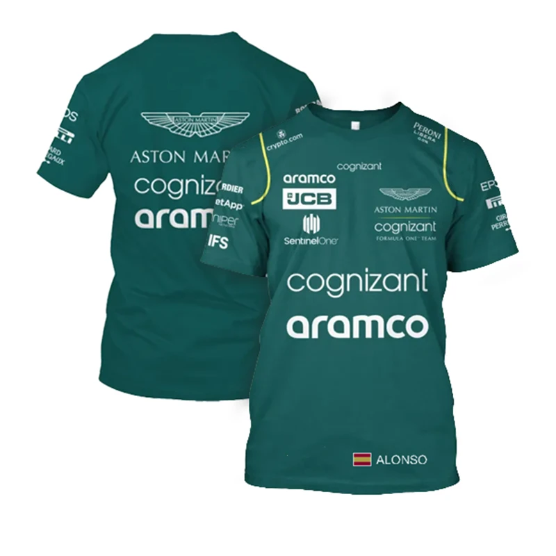 Camiseta de Aston Martin F1, camisa de alta calidad con cuello redondo