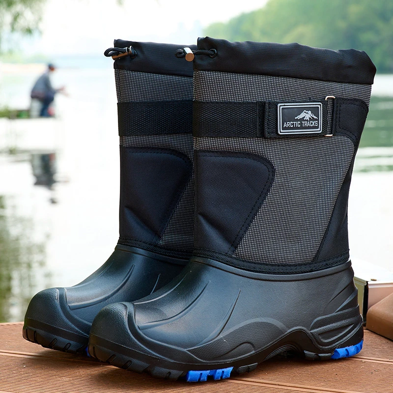 MensSnowBootsWaterproofSteelSpikeFishingShoesMaleWarmWinter
