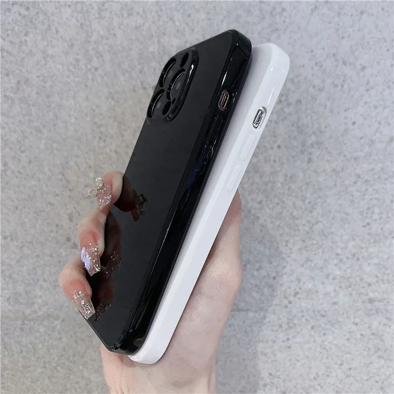 Luxury Ultra Thin Silicone Soft Case - Solid White & Black TPU Bumper Design