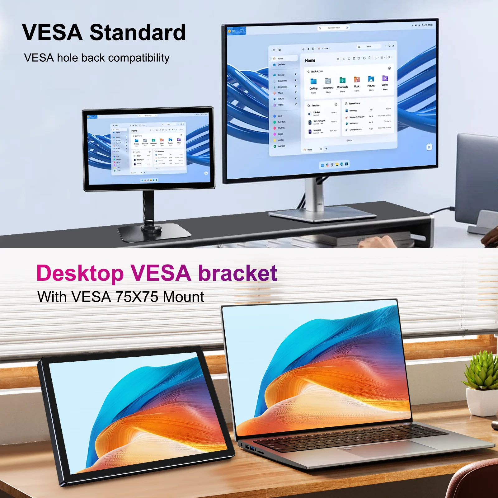 11인치 2.5K 터치스크린 휴대용 모니터 IPS VESA 75*75mm 16:10 USB-C HDMI 디스플레이 저블루라이트 노트북 맥 PC PS5 스위치용