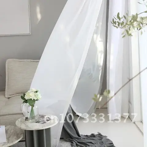 

White Sheer Curtains For Living Room Chiffon Tulle Curtain Bedroom Window Treatment Finished Voile Drape LISM