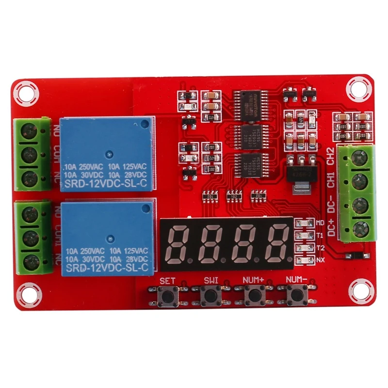 

NEW-2 Way Electromagnetic Relay Module Delay/Self-Locking/Cycle/Timing PLC Control Time Relay Module