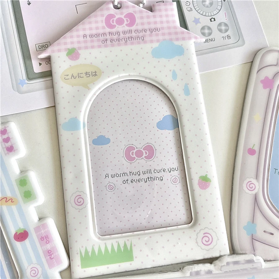 PVC card cover mobile phone camera fan star love beans small card campus card collection card bag display pendant 6