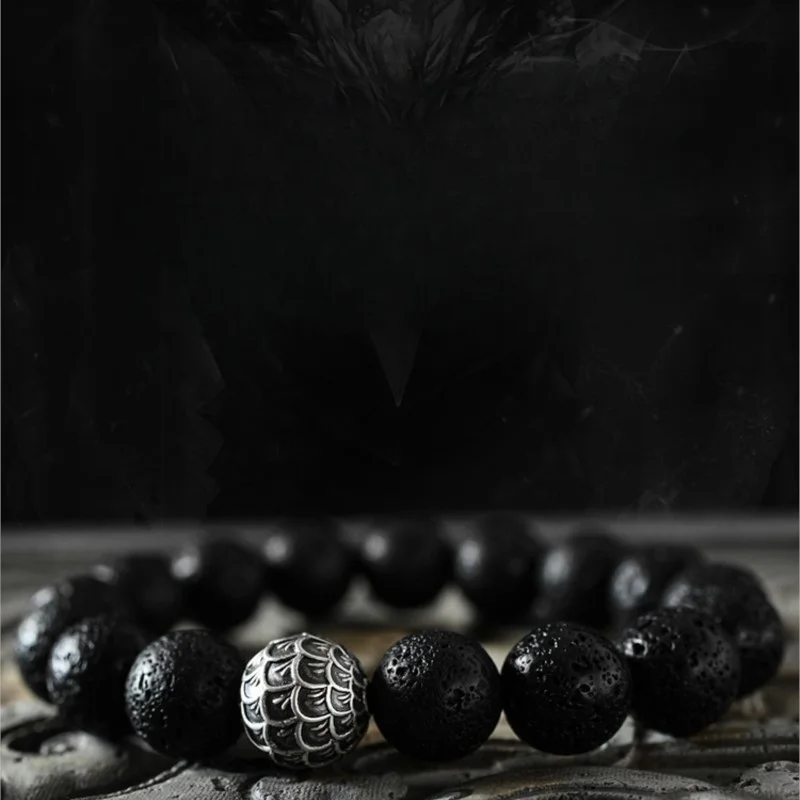 

Buddha Beads Beaded Boys Hand Jewelry Obsidian Volcano Stone Lucky the Fatal Encounter