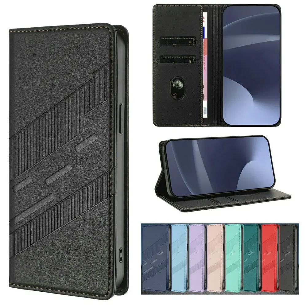 Luxury Textured Leather Case with Magnetic Card Slot and Anti-Drop Protection