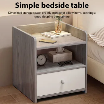 Bedside Table with Drawer Storage Nightstand Bed Sideboard Bedroom Furniture Multi-Layer Storage Cabinet Small Simple Desk