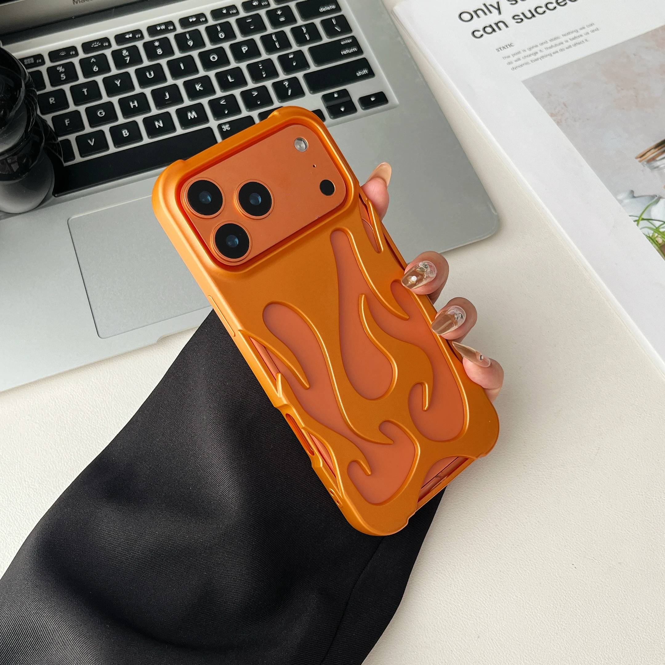 3D Flame Pattern Shockproof Slim Phone Case - Hollow Design & Soft Protective Cover