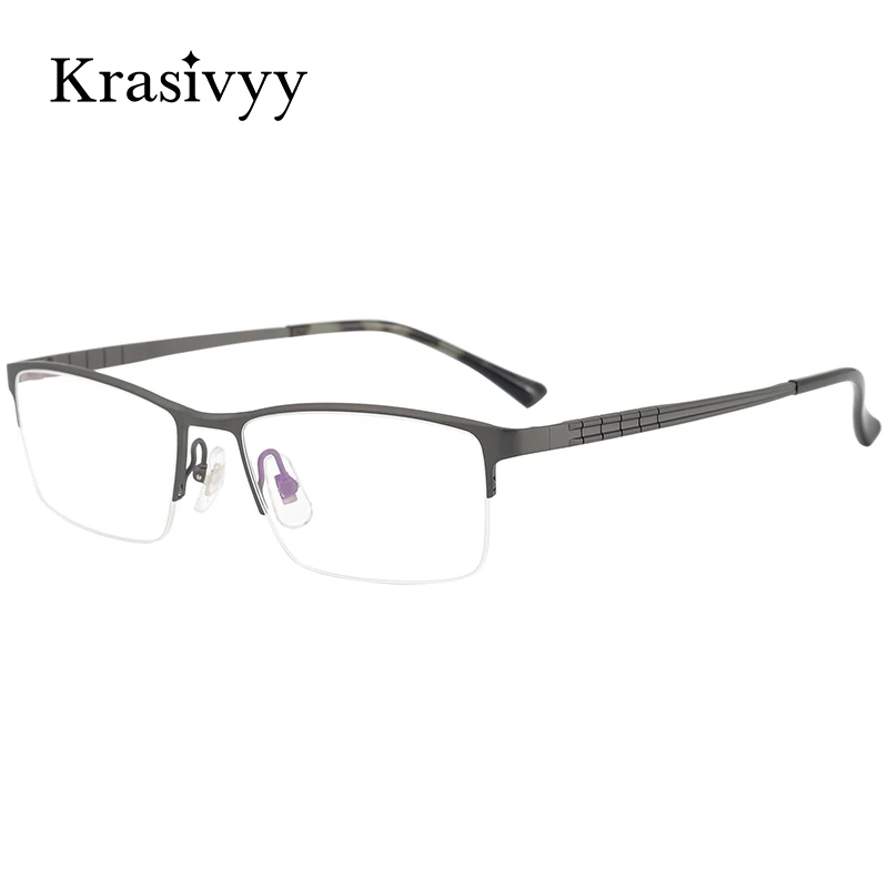 

Krasivyy Half-Rim Pure Titanium Glasses Frame Men Square Male Myopia Prescription Eyewear 2024 New Korean Optical Eyeglasses