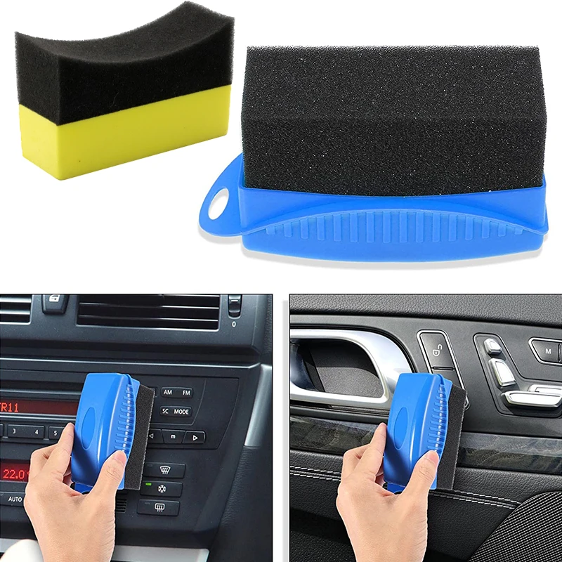 Car Wheel Polishing Waxing Sponge Brush with Cover ABS Washing Cleaning Tire Contour Dressing Car Cleaning Detailing Brush