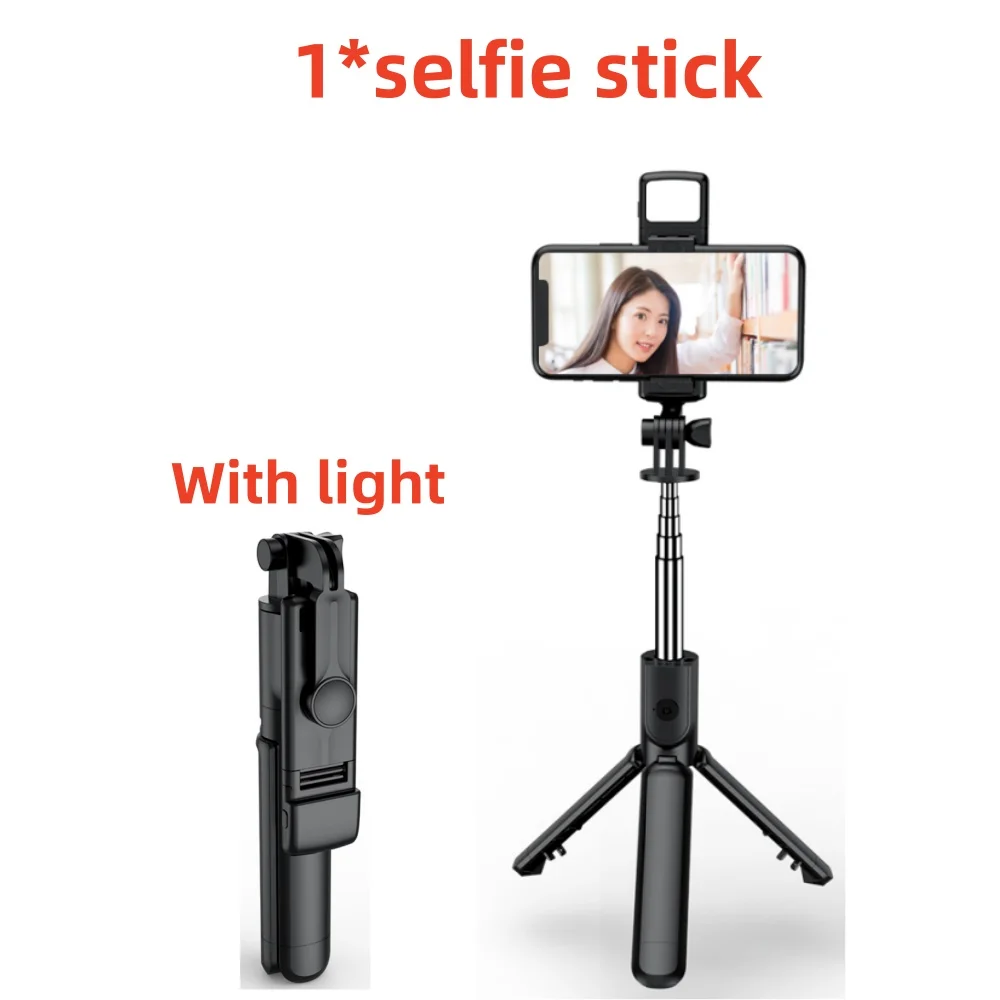 Wireless Bluetooth Selfie Stick with Tripod and Remote Shutter, Phone Holder, Fill Light Option