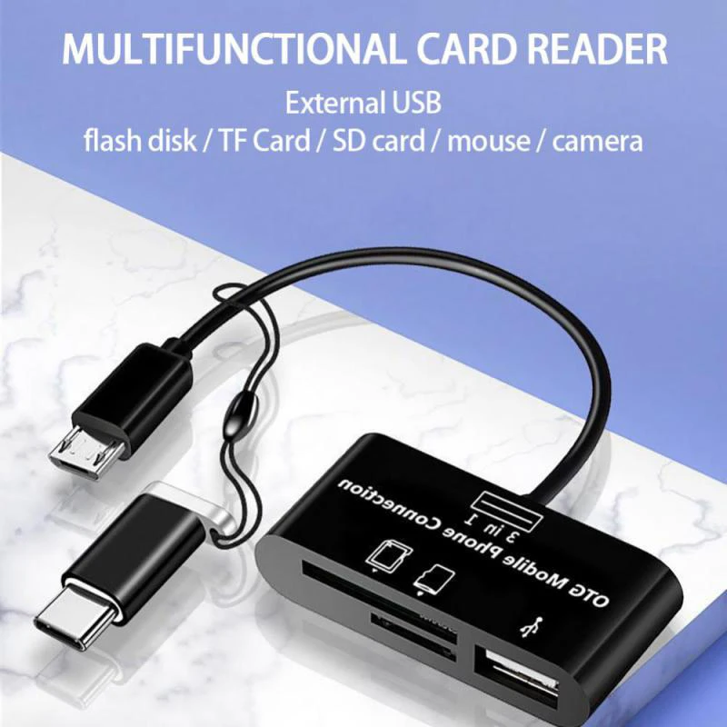 

DIXSG Card Reader Multi-function 3-in-1 Universal TF/SD/U disk/Mobile Phone Camera Type-C Interface Expansion Card Reader