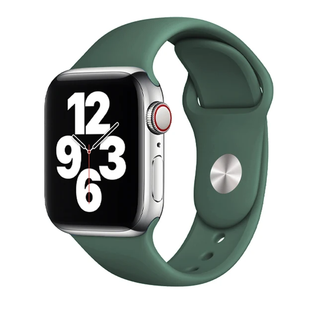 Silicone Strap For Apple Watch Band 44mm 41mm 45mm 40mm 38mm Smart Watch Sports Rubber Bracelet iWatch 6  Serie 7 SE Watchband Pine Green