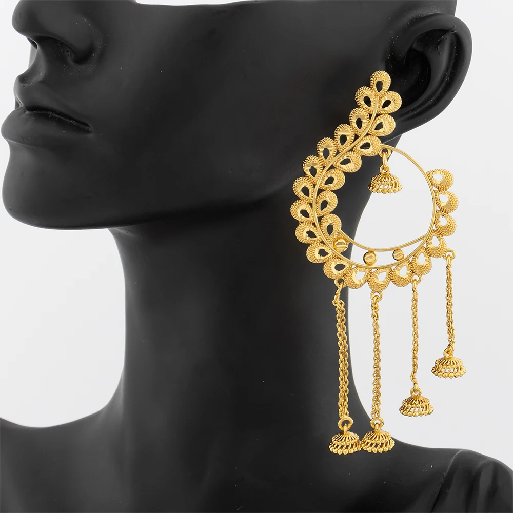 

Gold Plated Tassels Earrings For Woman Dubai Nigerian African Drop Earring Daily Wear Party Gift Ethiopian Jewelry Accessories