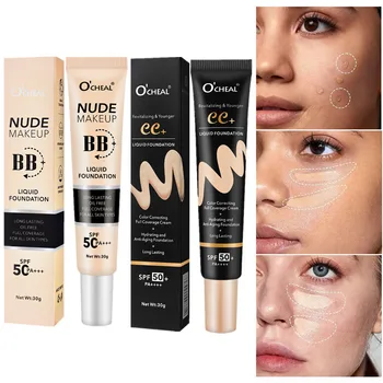 BB Cream SPF50 PA Plus Face Waterproof Foundation Long Lasting Brightening Primer Sunscreen Makeup Base Woman Makeup Cosmetics