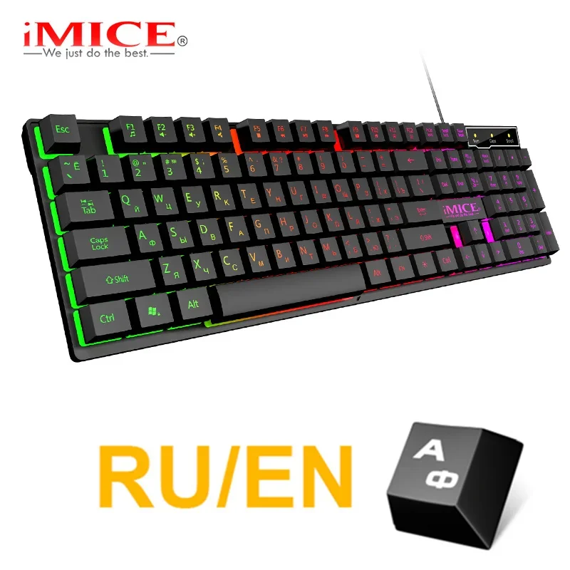 

Gaming Keyboard Russian EN Keyboard RGB Backlight Keyboard 104 Keys USB Wired Gamer Keyboard for Tablet Desktop