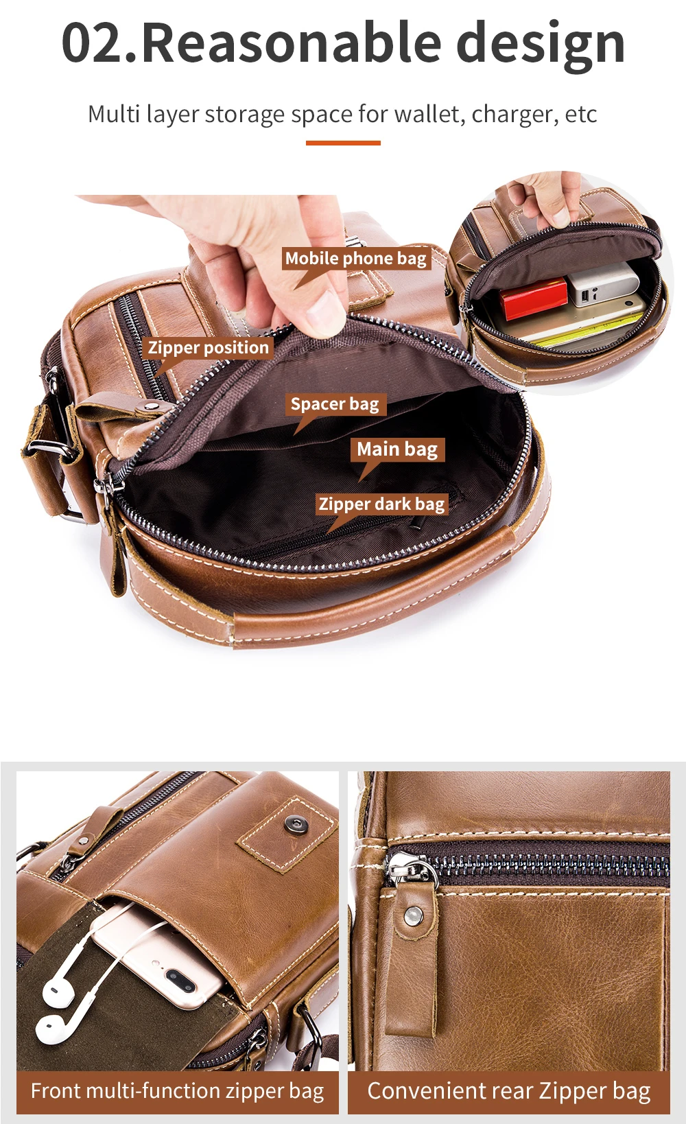 Men's Genuine Cowhide Leather Crossbody Bag - Vintage Vertical Shoulder 4 S91204caf8edf4214acf713a1e42f7ce97