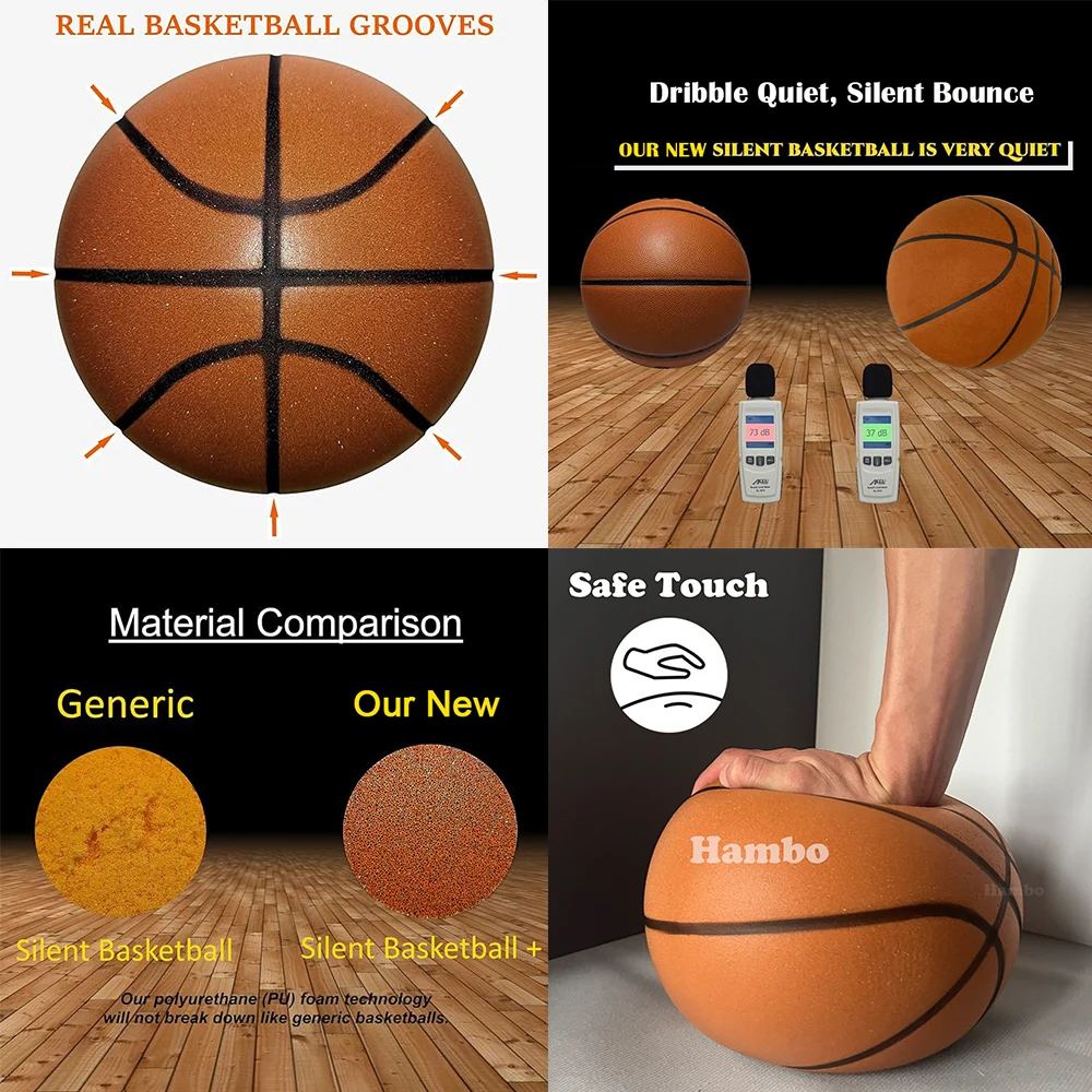 Silent Indoor Basketball – Airless Foam Training Ball 2