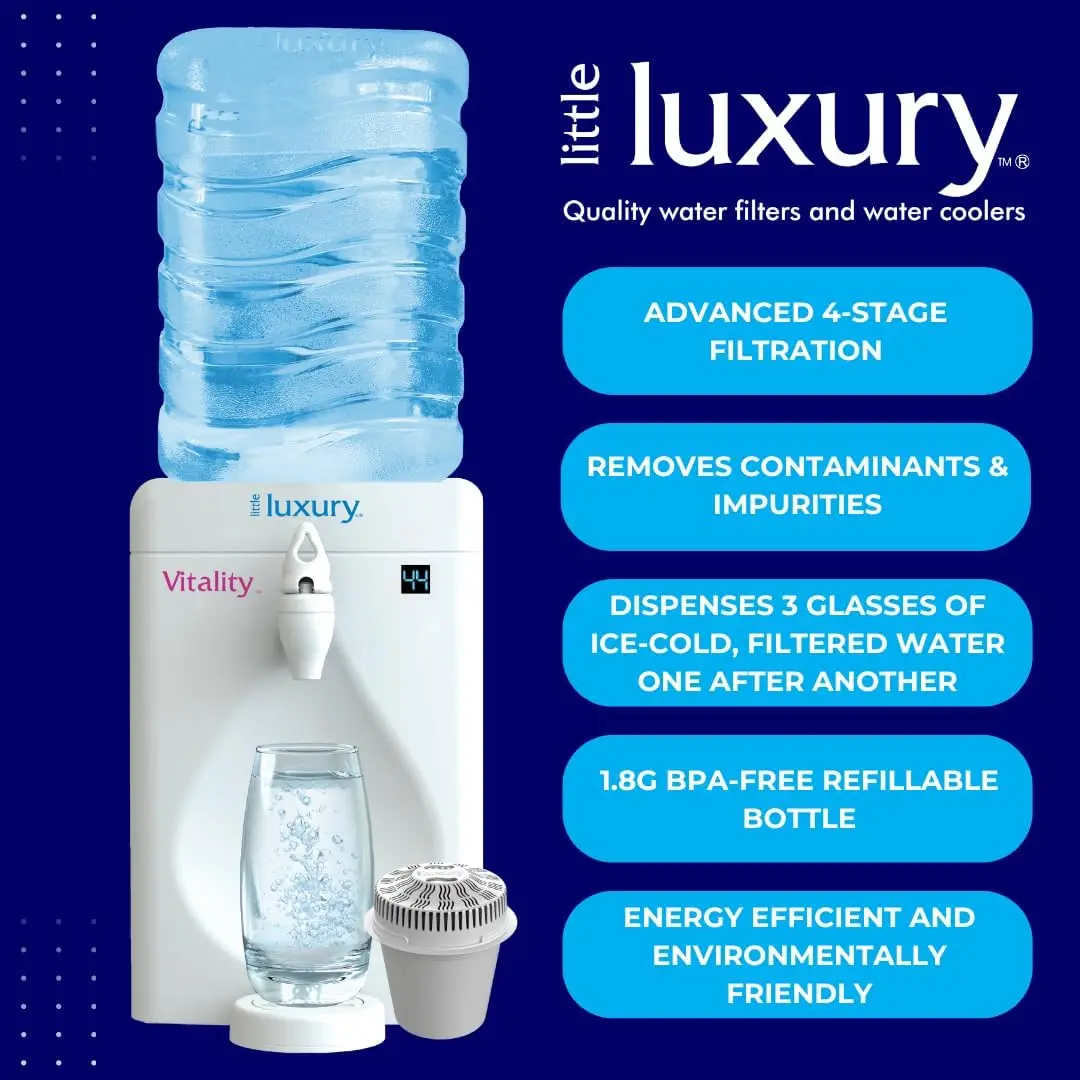 Luxury Vitality Mini Water Cooler with Filter, Countertop, Fill At Your Tap, Refillable, BPA-Free 1.8-Gallon Bottle, Filt 5