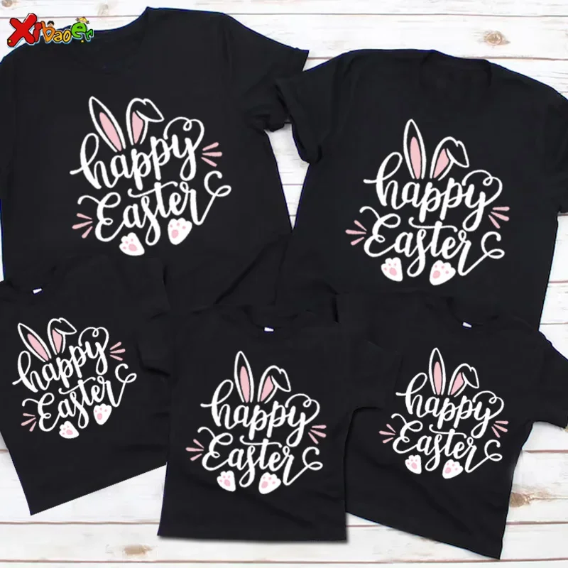 Happy Easter Family Shirts Family Matching T-shirts Bunny Tee Shirt Outfits Kids Shirt Party Girl Clothing Matching Cute Clothes 2