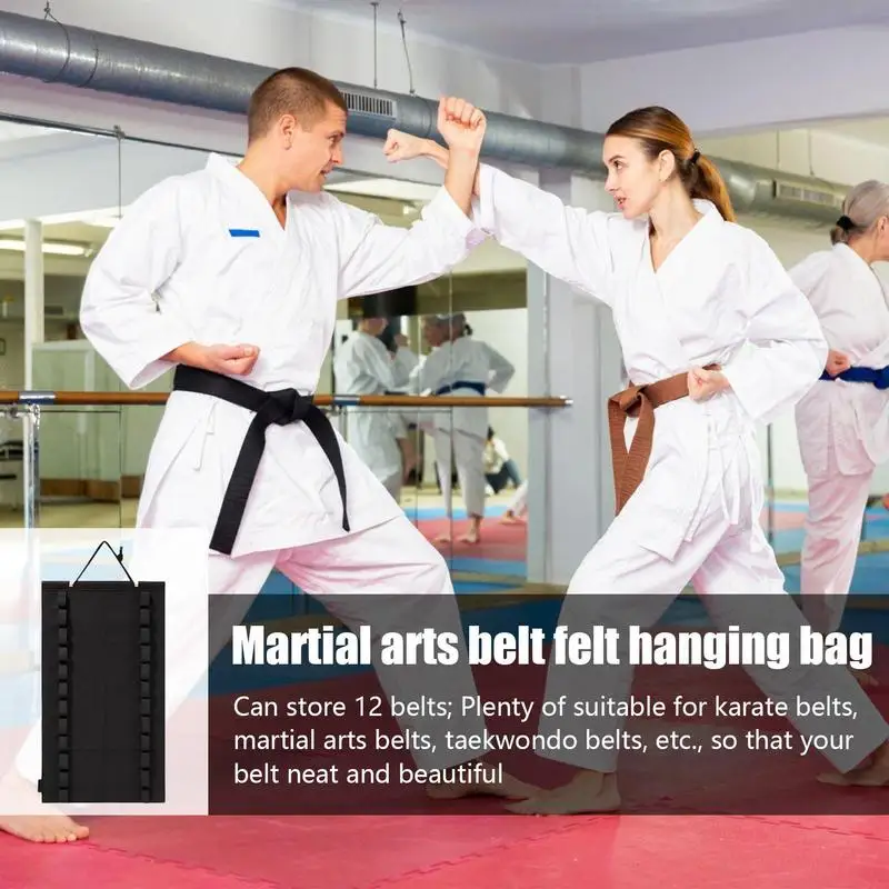 Taekwondo Belt Organizer Taekwondo Belt Display Wall Mounted Felt Cloth Collection Belt Display Holder Storage 12 Belts 3