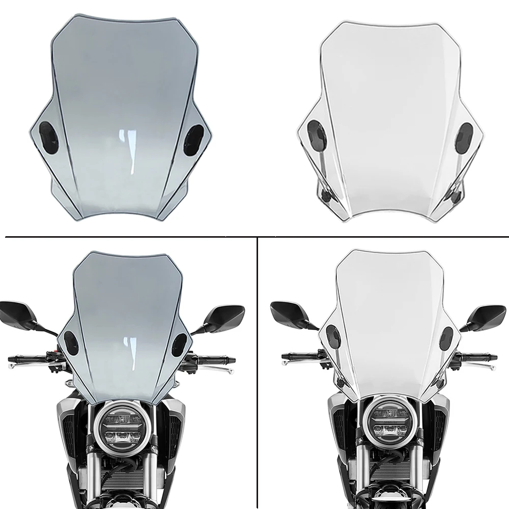 Motorcycle Windshield Glass Cover Screen Deflector For Honda CB125R CB150R CB250R CB300R 18 - 23 22mm 25mm 28mm fancy style printing glass pc tpu hybrid phone case cover for vivo y70 2020 v20 se color cloud